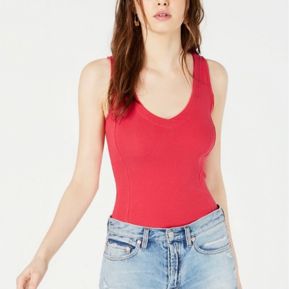 Free People Kiera Tank V-neck Crisscross Back Sz S